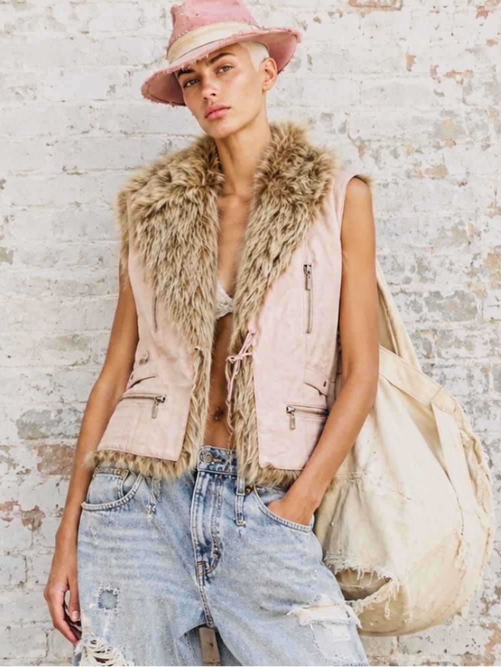 By Together genuine leather vest